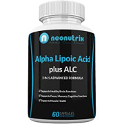 Alpha Lipoic Acid plus Acetyl L-Carnitine ALA ALC Antioxidant Supplement for healthy brain function and muscle strength, focus, memory and cognitive function for women and men - 60